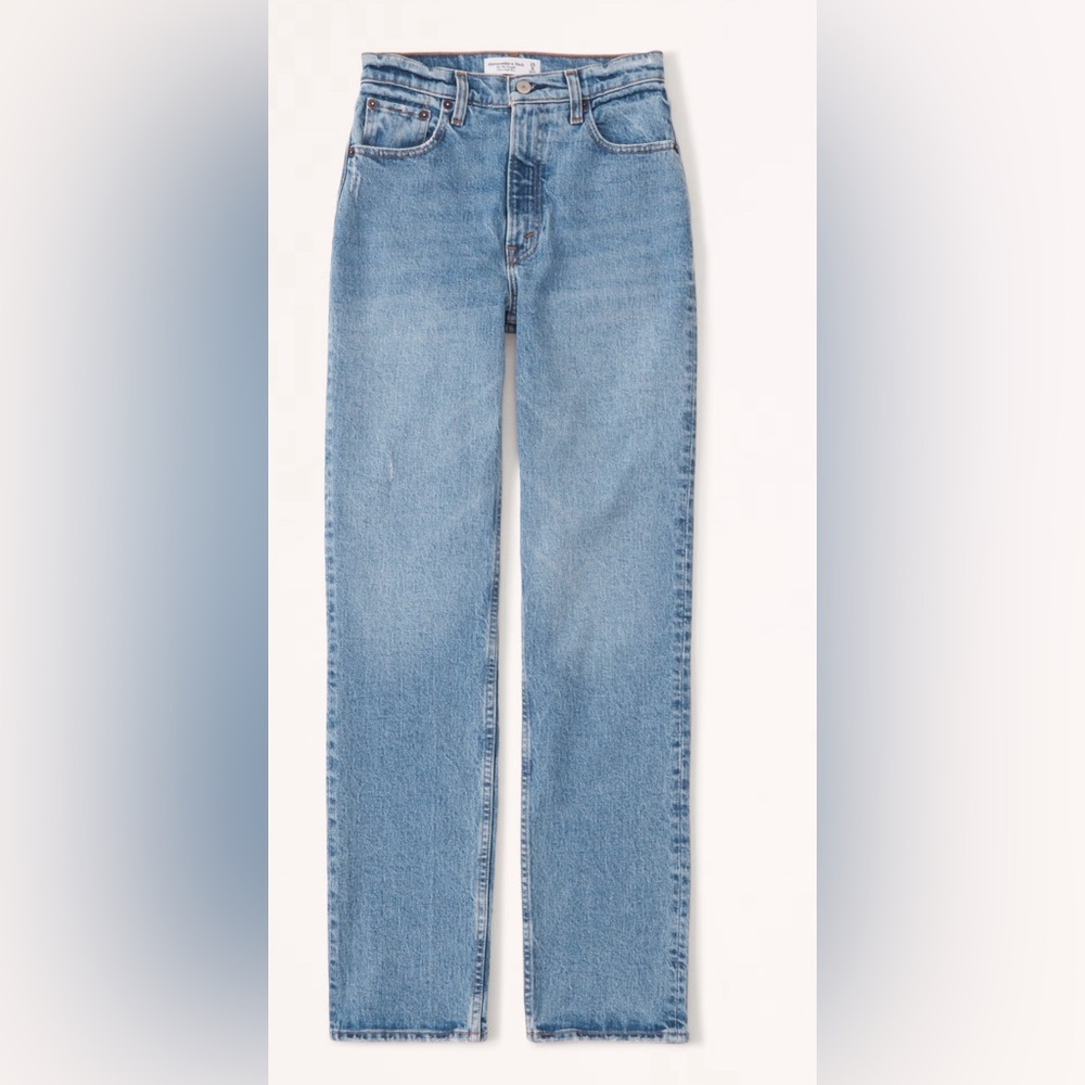 Abercrombie & Fitch Light Blue High-Rise Straight Jeans